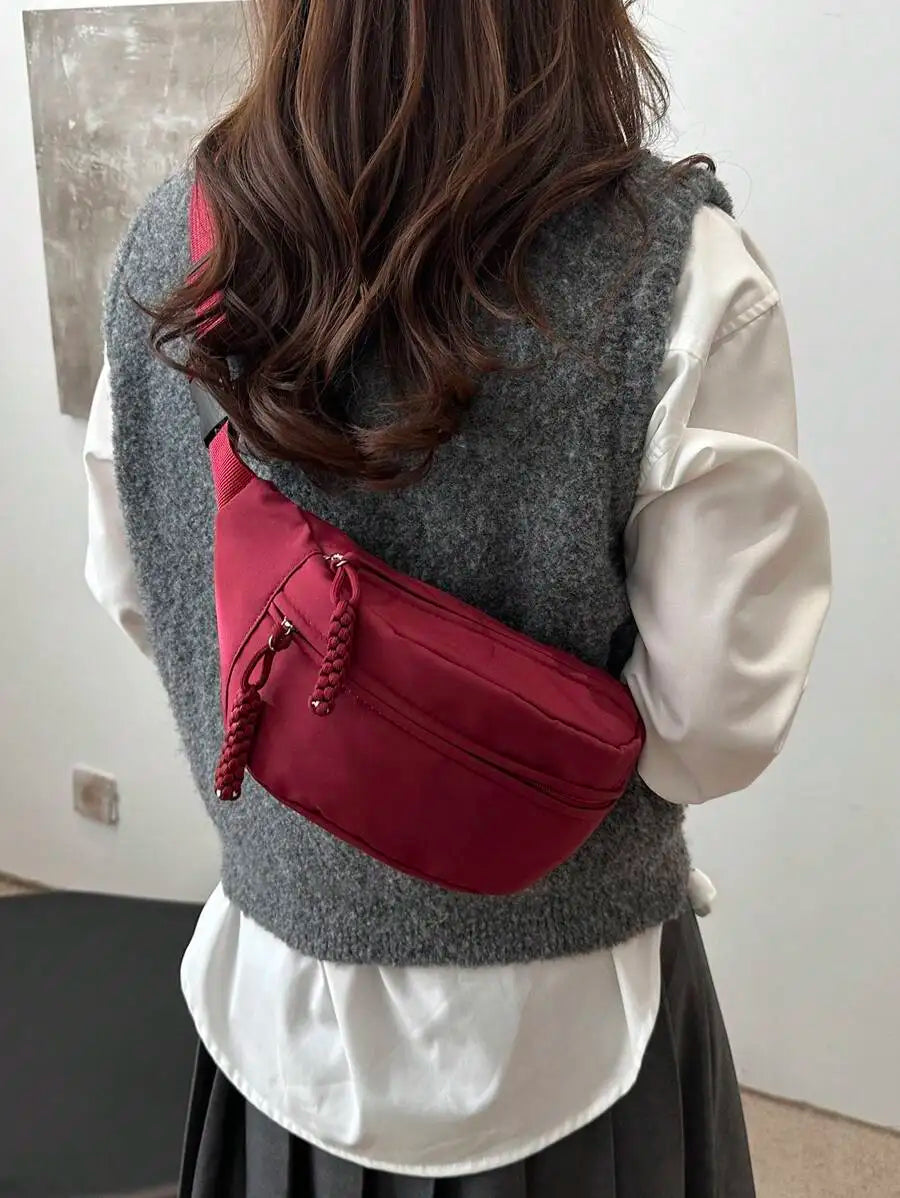 Fashionable Nylon Crossbody Bag, Solid Color Shoulder Bag, Women's Casual Crossbody Bag Suitable For Outdoor Sports-22