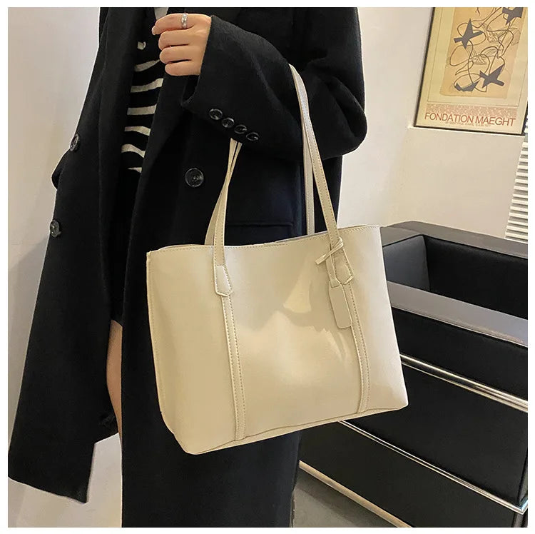 Large Capacity Women's Bag, New Soft Leather Tote Bag, Casual and Versatile Single Shoulder Bags for Woman Korean Style Handbags-25
