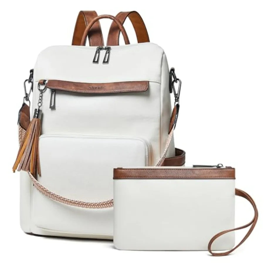 Vegan Leather Laptop Backpack for Women 15.6 inch Work Backpack Fashion Travel Backpack Purse for Travel College Work-7