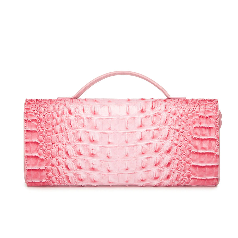 Crocodile Embossed Rectangular Clutch Handbag with Top Handle & Detachable Crossbody Strap, Twist Lock Flap Shoulder Bag for Outdoor Camping Beach Travel Wedding Occasions, Large Capacity Portable Shoulder Purse Holding Smart-2