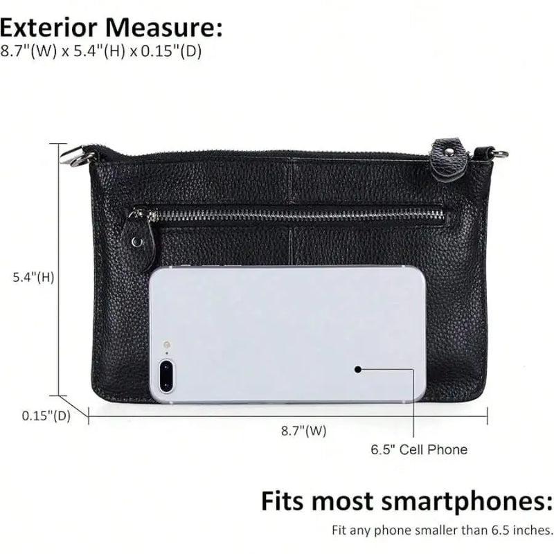 Genuine Leather Wristlet Clutch Wallet Purses Small Crossbody Bags Shoulder Handbag For Women, Silvery Zipper-4