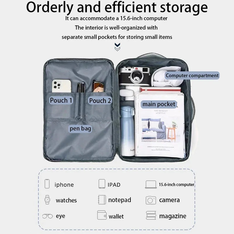 Ergonomic Laptop Backpack 14-17 Inch Notebook Daypack Office Daily Breathable Multi Pocket Lightweight Storage Bag-8