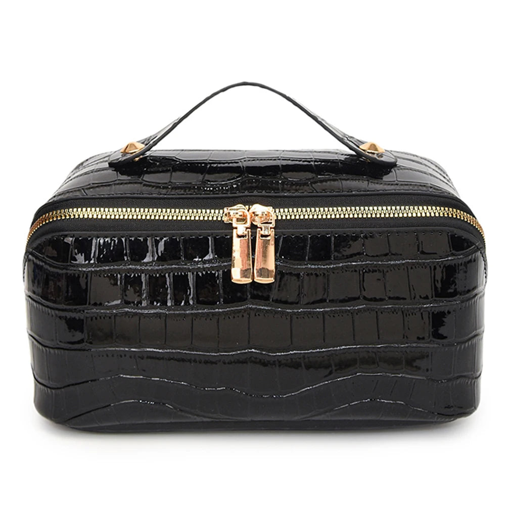 PU Leather Makeup Bag Simple Cosmetic Bag Multi-Compartment Travel Toiletry Bag Makeup Organizer Bag Women Cosmetics Handbag-15