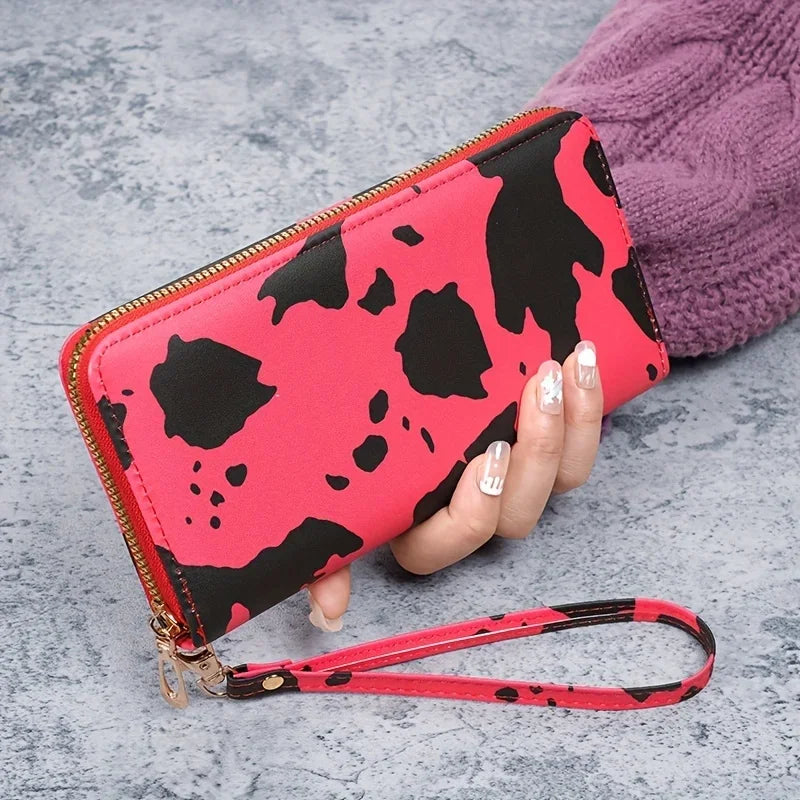 2024 New cow pattern long zipper wallet, large capacity change purse, multi-function credit card holder-9
