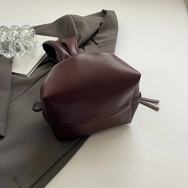 Design Mini PU Leather Dumpling Niche Clutch Bags for Women Fashion Knotted Female Retro Shoulder Bag Wrist Handbags and Purses-31