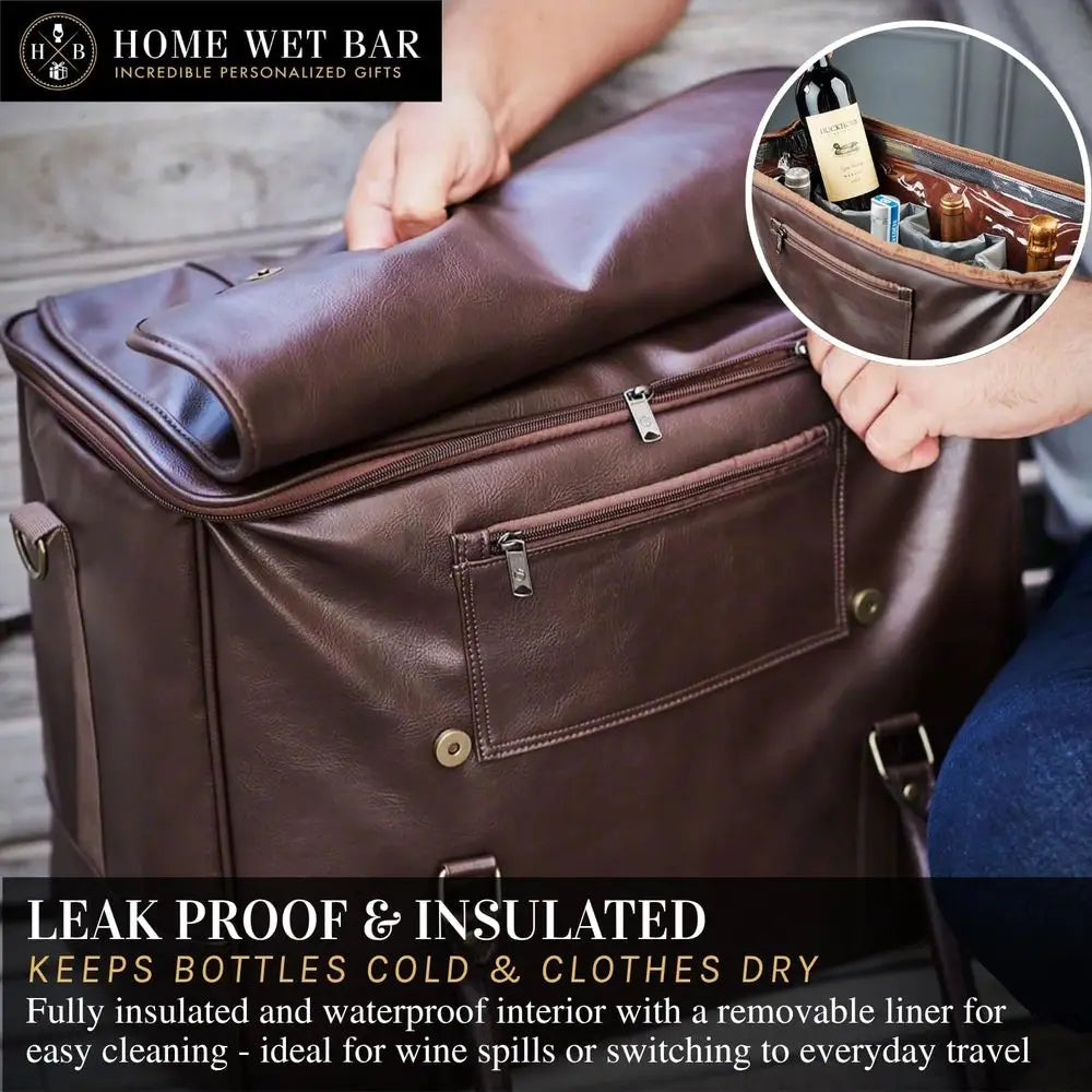 Whiskey Bottle Carrier and Travel Bag | Waterproof & Insulated Vegan Leather | Ideal for Tastings, Parties & Trips-8