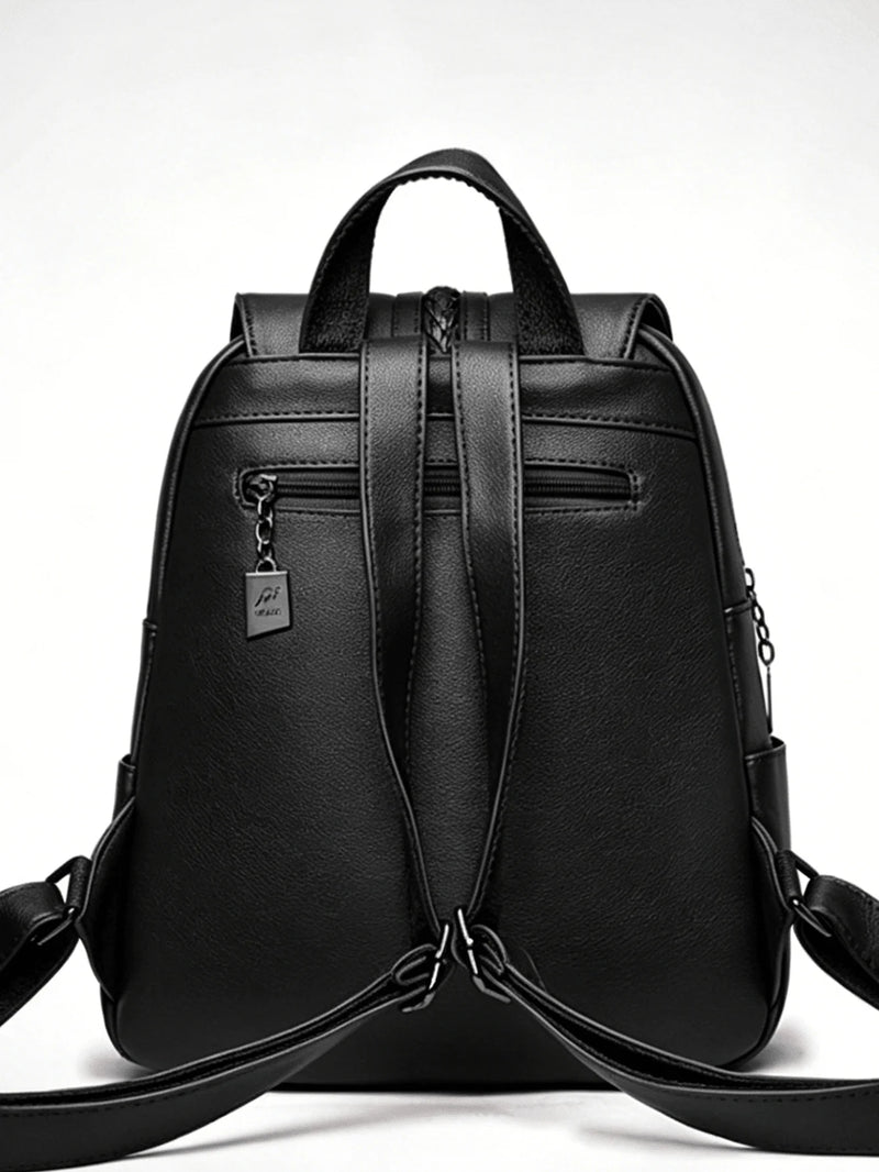 Elegant Faux Leather Womens Backpack With Multi-Pocket Organized Storage For Daily Commute And Travel-3