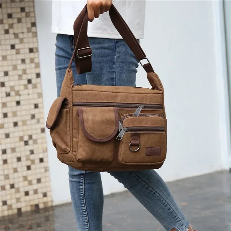 Men Casual Sling Bag Messenger Crossbody Shoulder Unisex Travel Outdoor Vintage Bags-9
