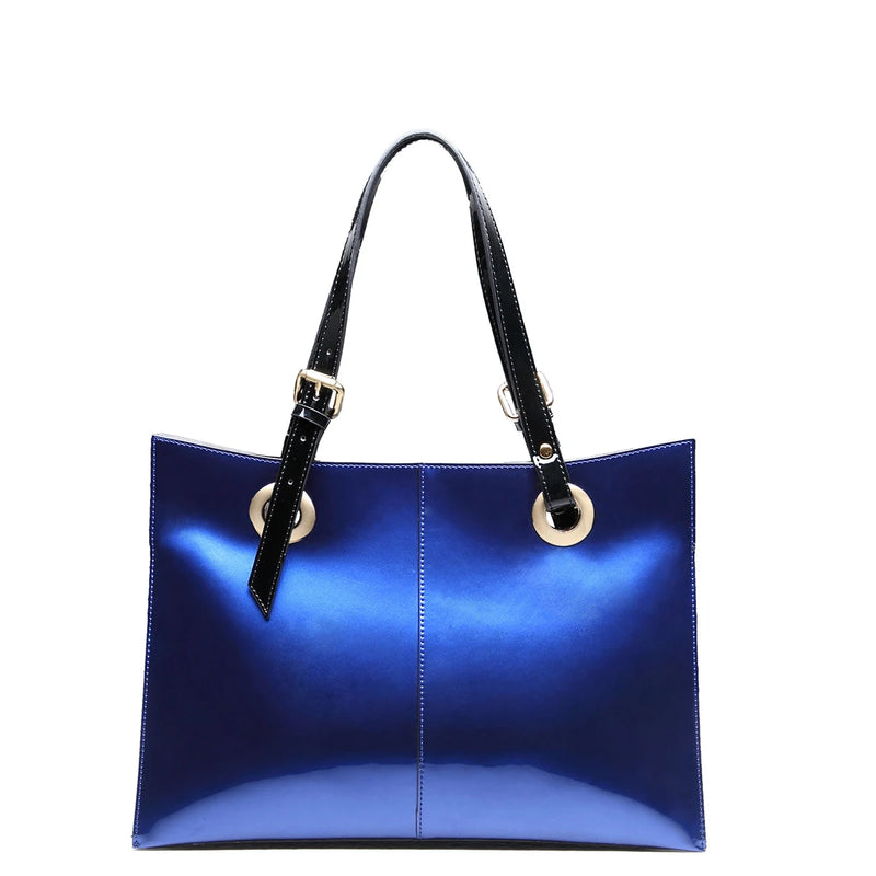 Patent Leather Handbags for Women,Designer, Luxury Tote Bag Large Capacity,Business Vintage Shiny Underarm Purses Shoulder Bags-7