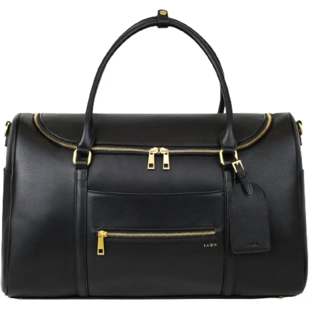 Premium Matte Leather Weekender Bag, Carry-On Luggage for Air Travel, Overnight Bag for Women, 20x10x12 inches, 39L, Black