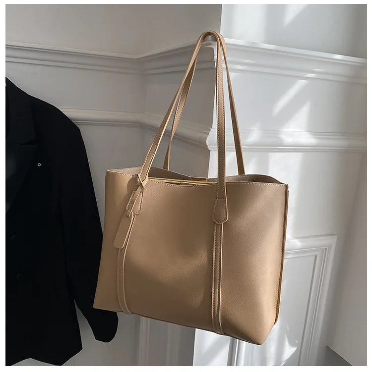 Large Capacity Women's Bag, New Soft Leather Tote Bag, Casual and Versatile Single Shoulder Bags for Woman Korean Style Handbags-33