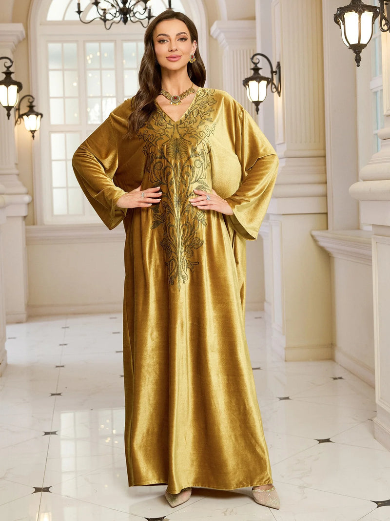 Embroidered Abaya Kaftans for Women Modern Elegant Dubai Moroccan Dubai Kaftan Dresses Abaya for Women Muslim Dress-44