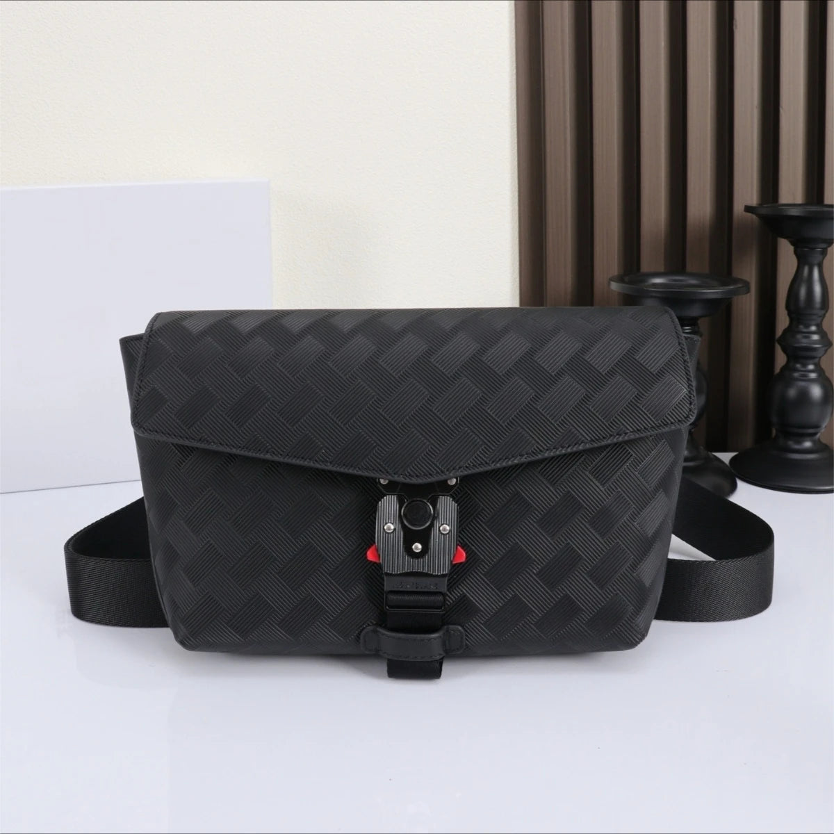 Men's Backpack Luxury Designer Genuine Leather Laptop Bag Woven Travel Rucksack Male Tactical Buckle Daypack Business Office-9