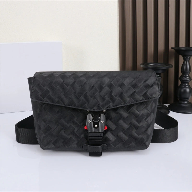 Men's Backpack Luxury Designer Genuine Leather Laptop Bag Woven Travel Rucksack Male Tactical Buckle Daypack Business Office-9
