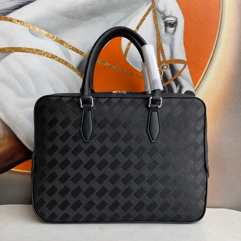 Luxury Leather Mens Top Handle Bags Classic Business Briefcase for Men Daily Office Work Handbags Embossed Leather Travel Messenger Bags-7
