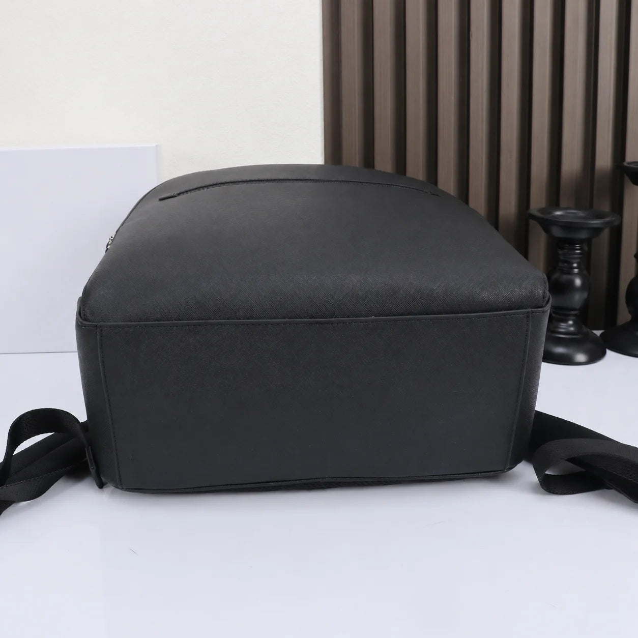 Men's Backpack Luxury Designer Genuine Leather Saffiano Laptop Bag Business Travel Rucksack Daypack With Luggage Strap Classic Black-5