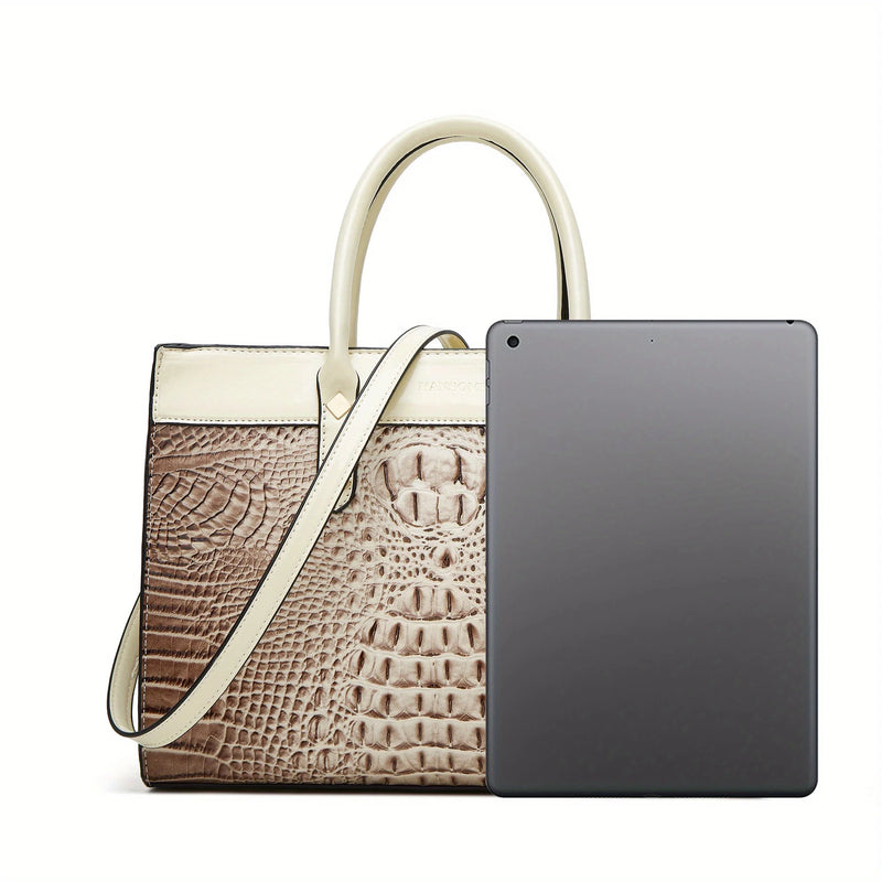 Pu Leather Crocodile Pattern Women's Fashion Bag Set Shoulder Bag Larger Capacity Tote with Multiple Compartments Crossbody Handbag Clutch Purse-22
