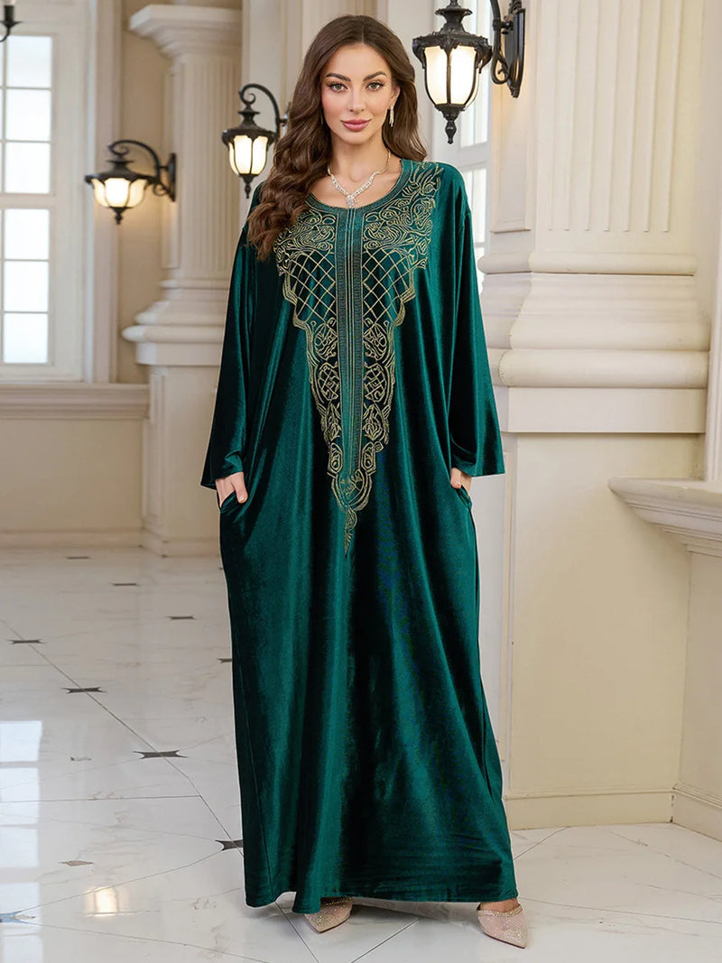 Embroidered Abaya Kaftans for Women Modern Elegant Dubai Moroccan Dubai Kaftan Dresses Abaya for Women Muslim Dress-6