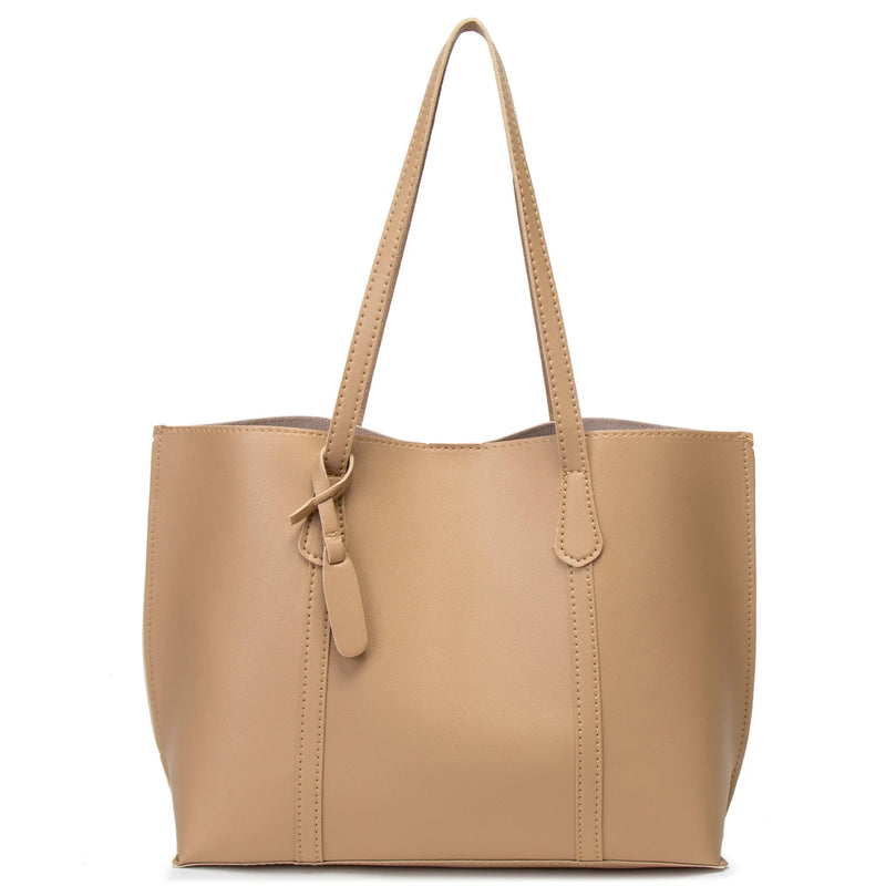 Tote Bag Solid Plain Lightweight Large Capacity PU Leather Shoulder Handbag Portable Travel Daily Women-21