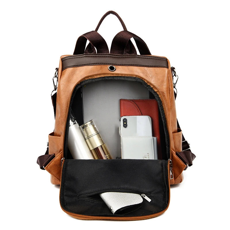Backpack Large Capacity Anti-theft PU Leather Adjustable Straps Travel Work Women Elegant Luxury Fashion-22