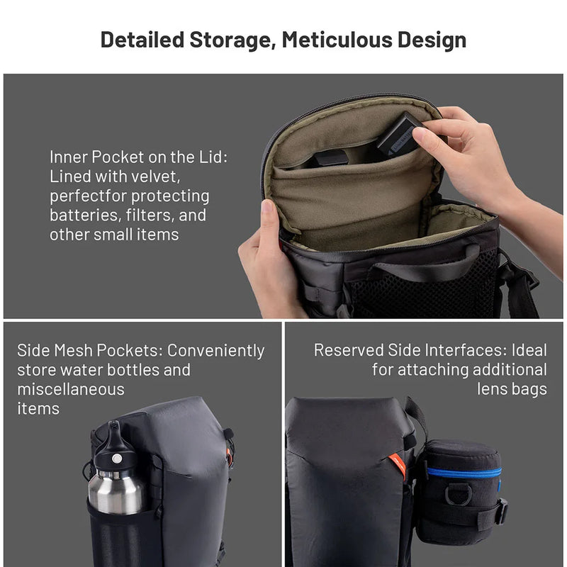 PGYTECH Camera Top Loader Expandable Organizing Pockets For Nikon/Canon/Sony Mirrorless Cameras with Adjustable Shoulder Strap-6