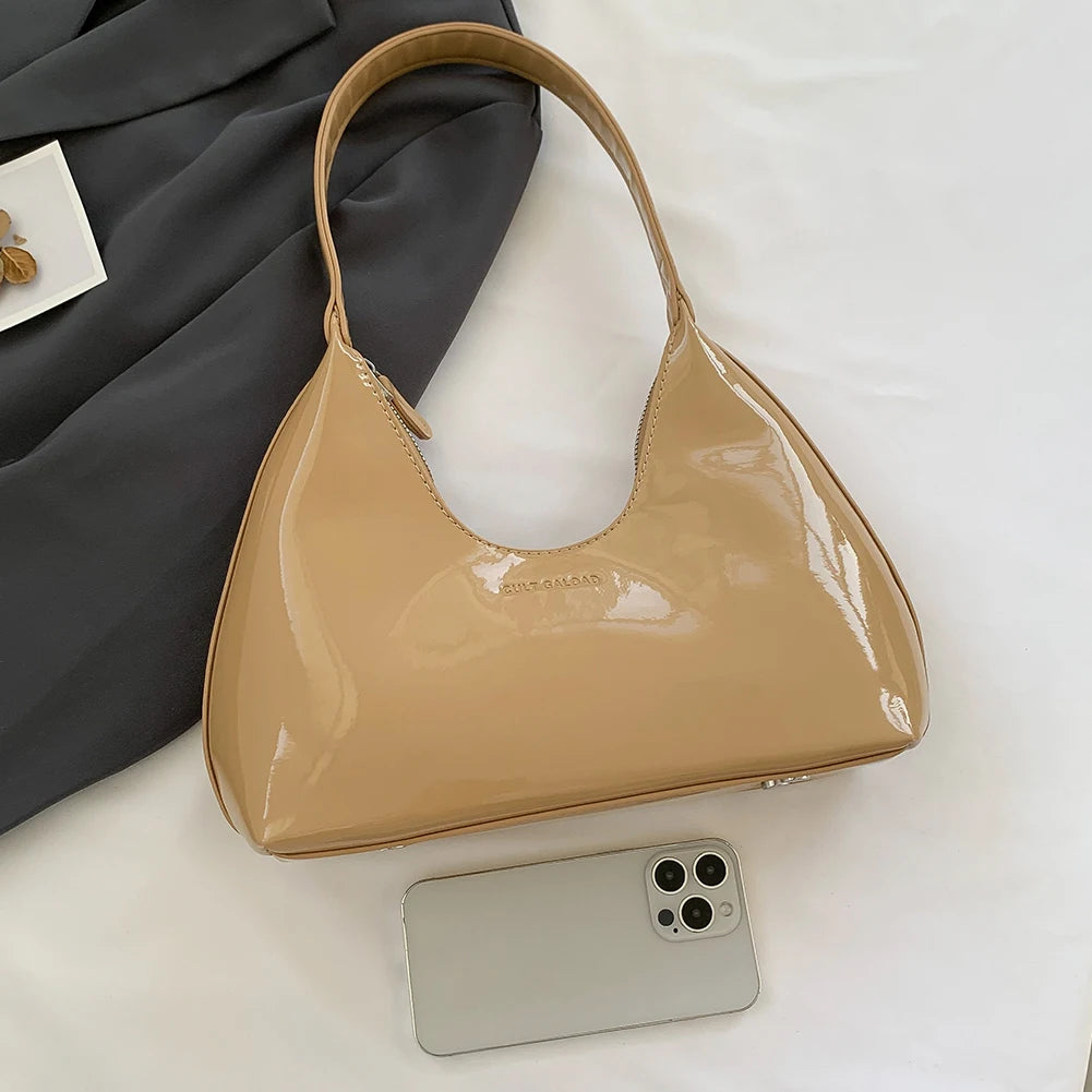 Women's Bag 2023 Patent Leather Tote Bag Versatile Fashion Shoulder Bag Satchel Hobo Bag Brand Designer Zipper Small Handbags-5