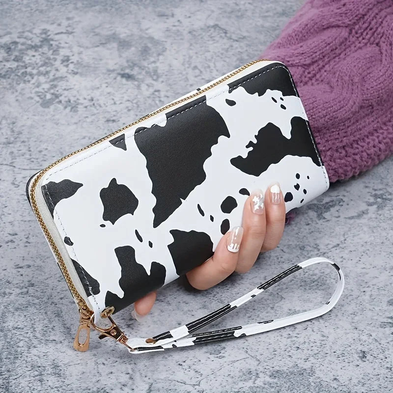 2024 New cow pattern long zipper wallet, large capacity change purse, multi-function credit card holder-10