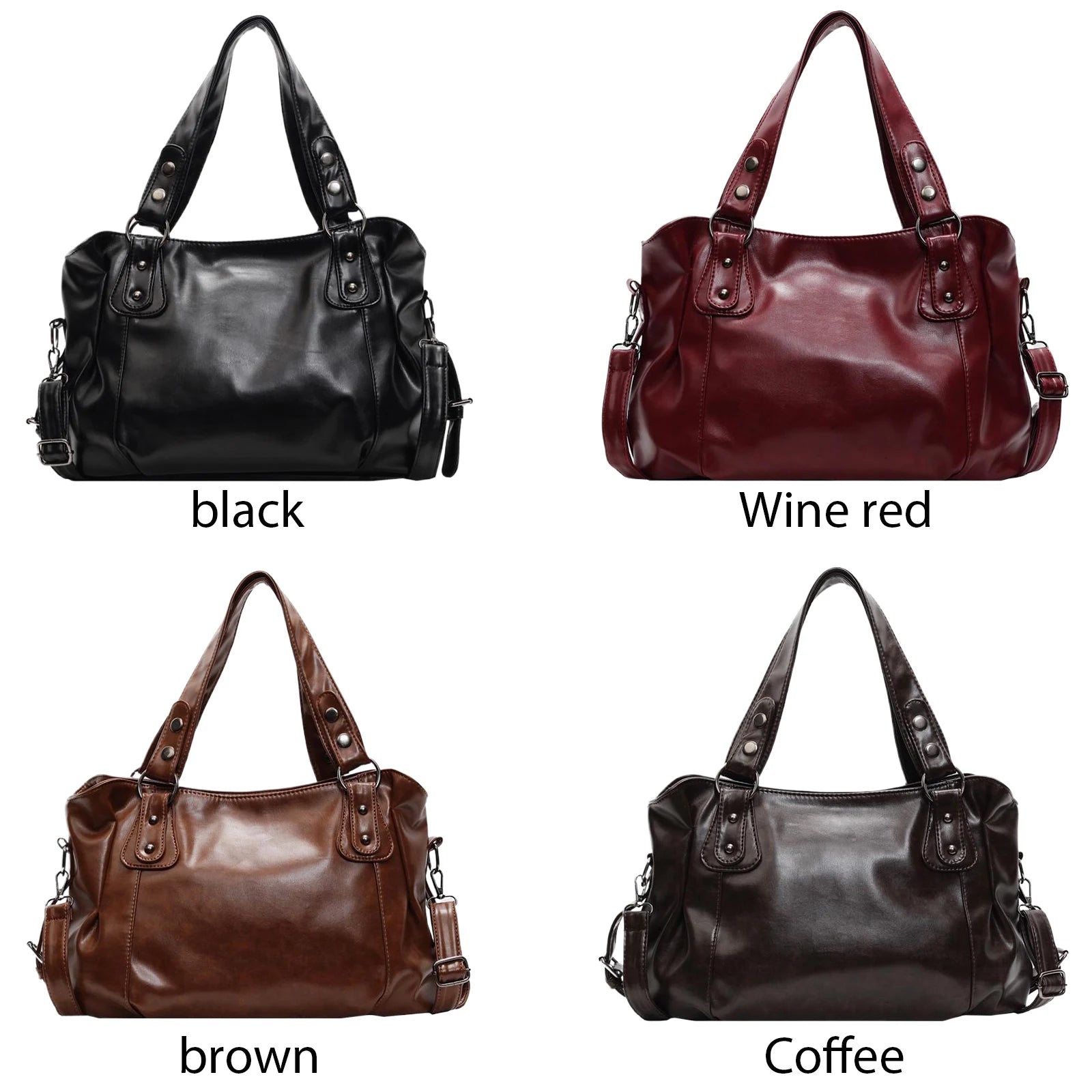 Womens PU Leather Shoulder Bag Large Capacity Messenger Bag Casual Top Handlebag Hobo Bags for Work-4