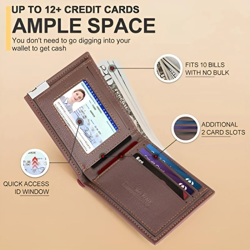 Personalized Wallet for Men Custom Wallets for Men Engraved Letter Name Leather Wallet Bifold Custom Gifts for Dad/Husband-6