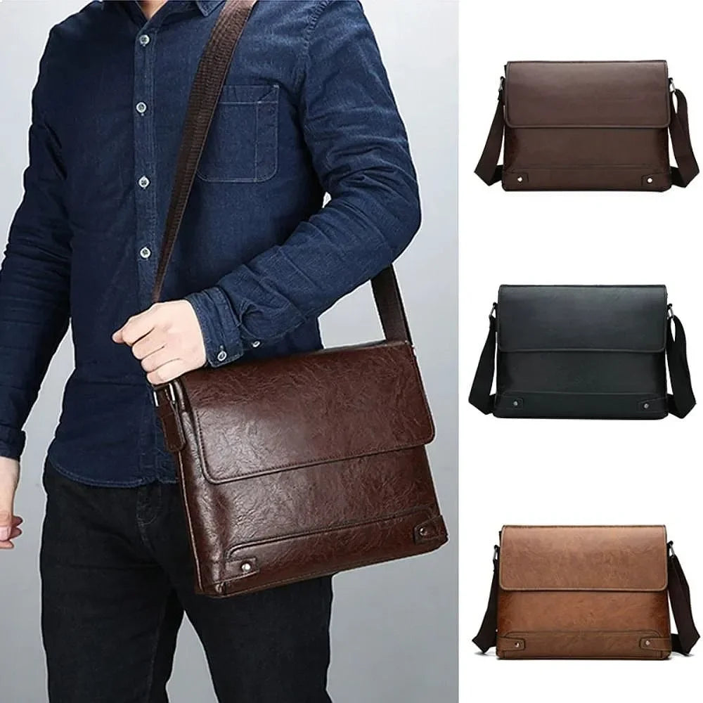Men PU Leather Briefcase Laptop Tote Bag Business Work Messenger Crossbody Shoulder Commuting Executive Designer Boston Bag