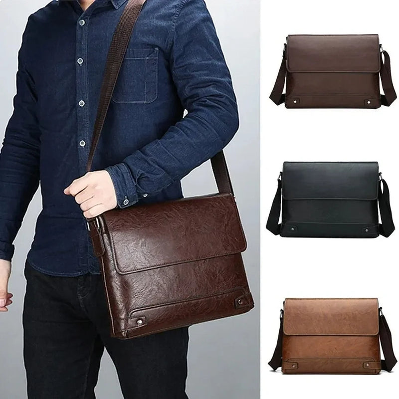 Men PU Leather Briefcase Laptop Tote Bag Business Work Messenger Crossbody Shoulder Commuting Executive Designer Boston Bag-1
