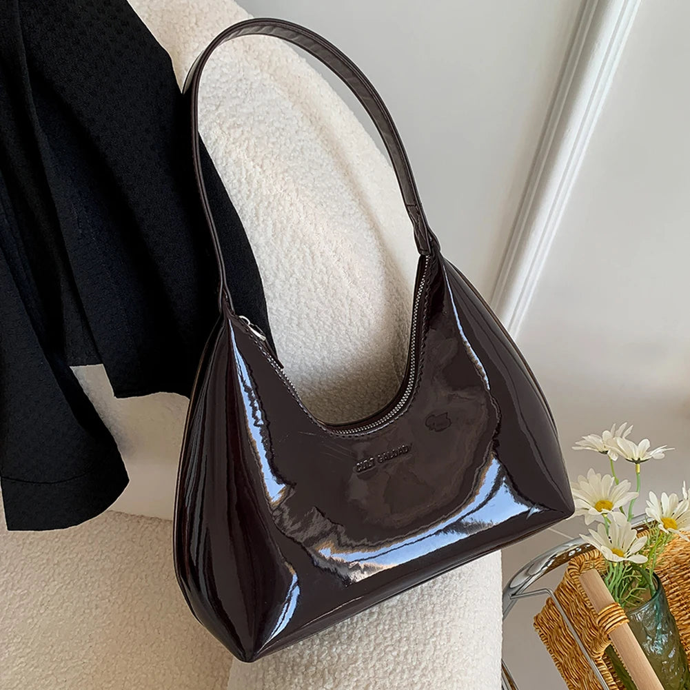 Women's Bag 2023 Patent Leather Tote Bag Versatile Fashion Shoulder Bag Satchel Hobo Bag Brand Designer Zipper Small Handbags-11