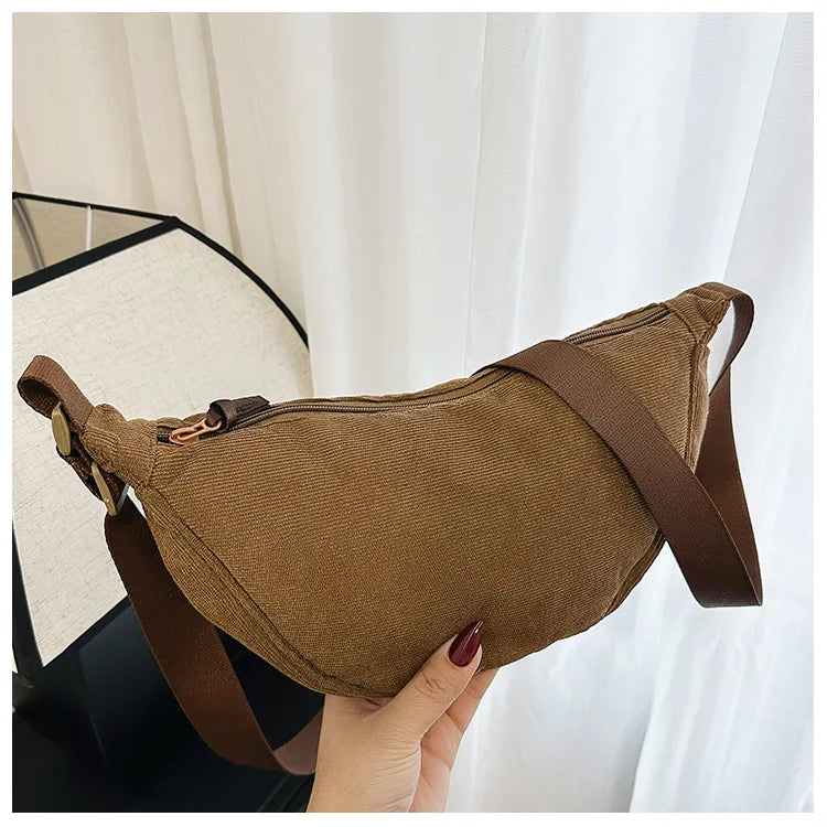 Solid Color Corduroy Women's Hobos Shoulder Bag Retro Casual Female Crossbody Bags Ladies Daily Travel Handbags Messenger Bag-26