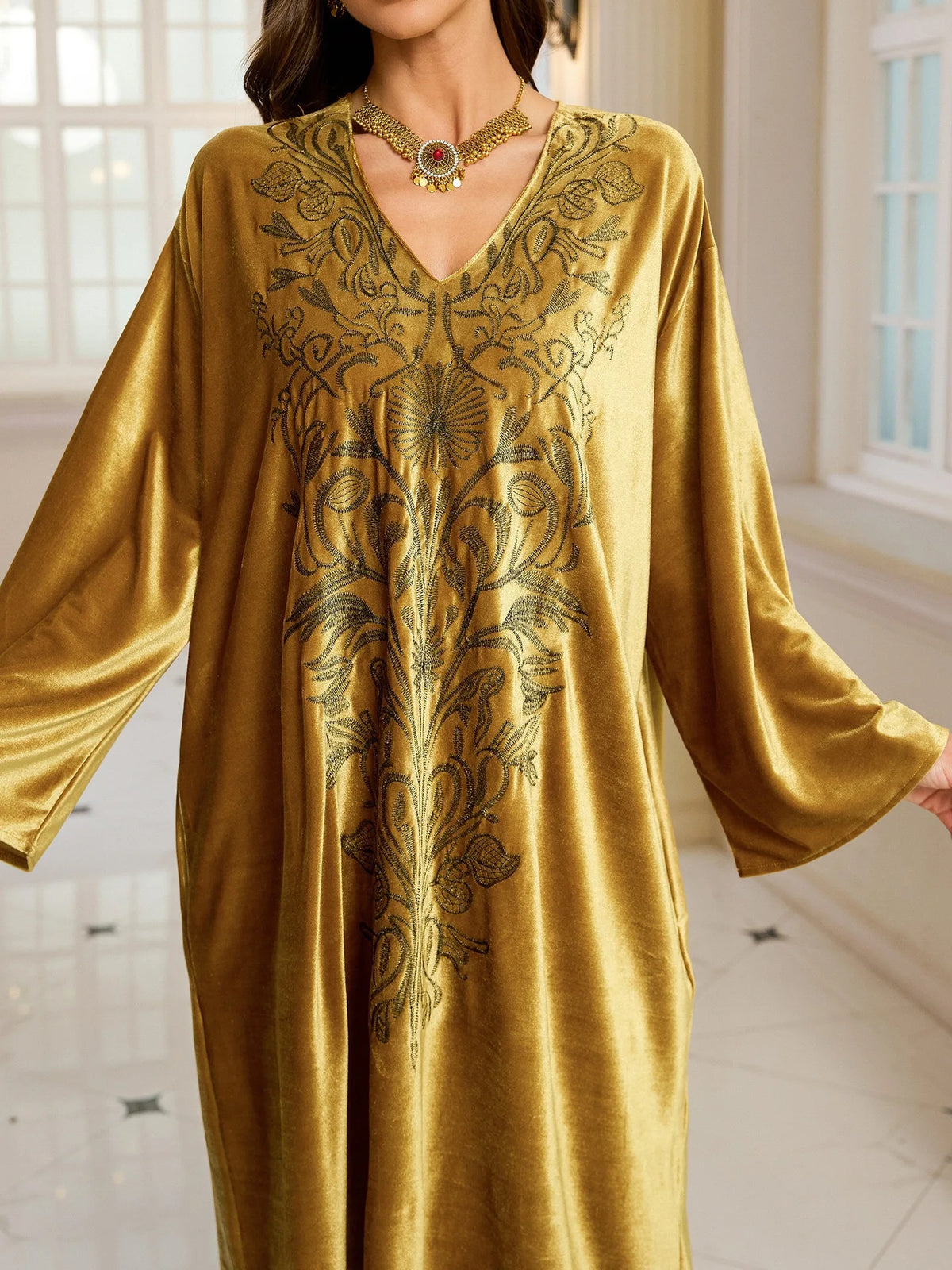 Embroidered Abaya Kaftans for Women Modern Elegant Dubai Moroccan Dubai Kaftan Dresses Abaya for Women Muslim Dress-50