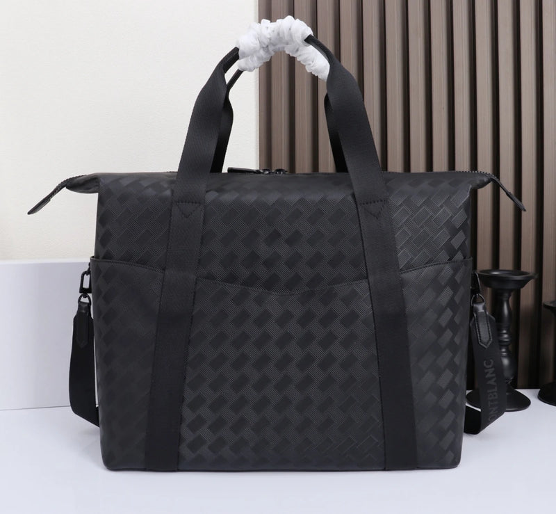 Men's Large Travel Bag Luxury Designer Genuine Leather Duffle Weekend Handbag Woven Embossed Luggage Business Crossbody-11