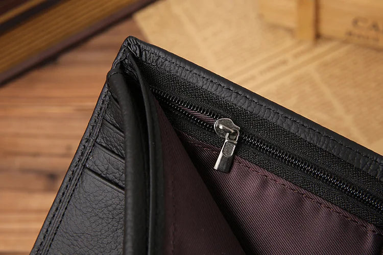 100% Genuine Leather Men Wallets Premium Product Real Cowhide Wallets for Man Short Black Walet Portefeuille Homme-40