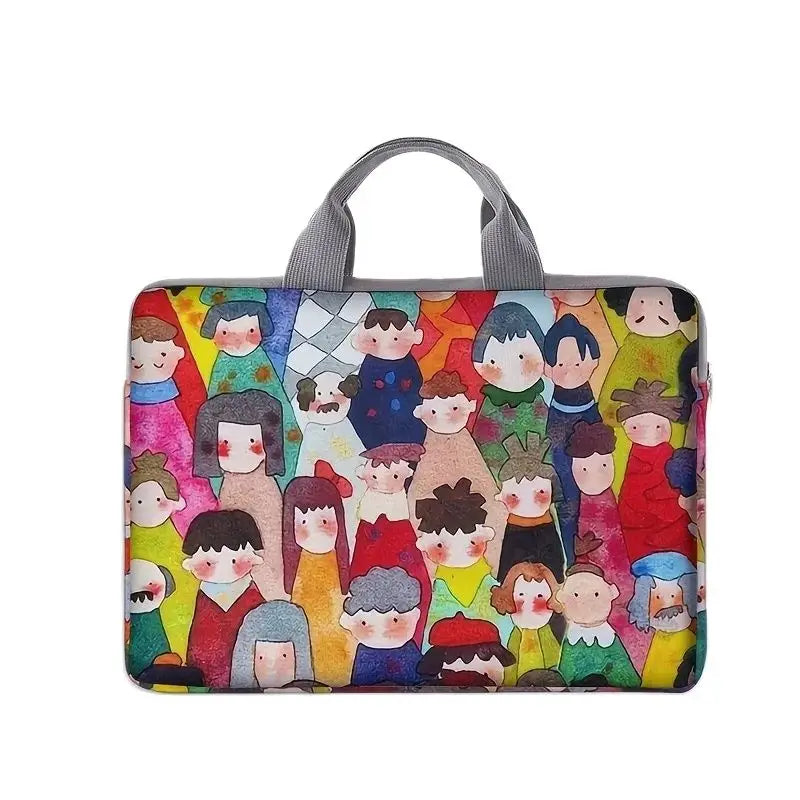 Cartoon Figure Print Laptop Briefcase 14 Inch Notebook Handbag Daily Fashion Shockproof Single Piece Laptop Carry Bag-11