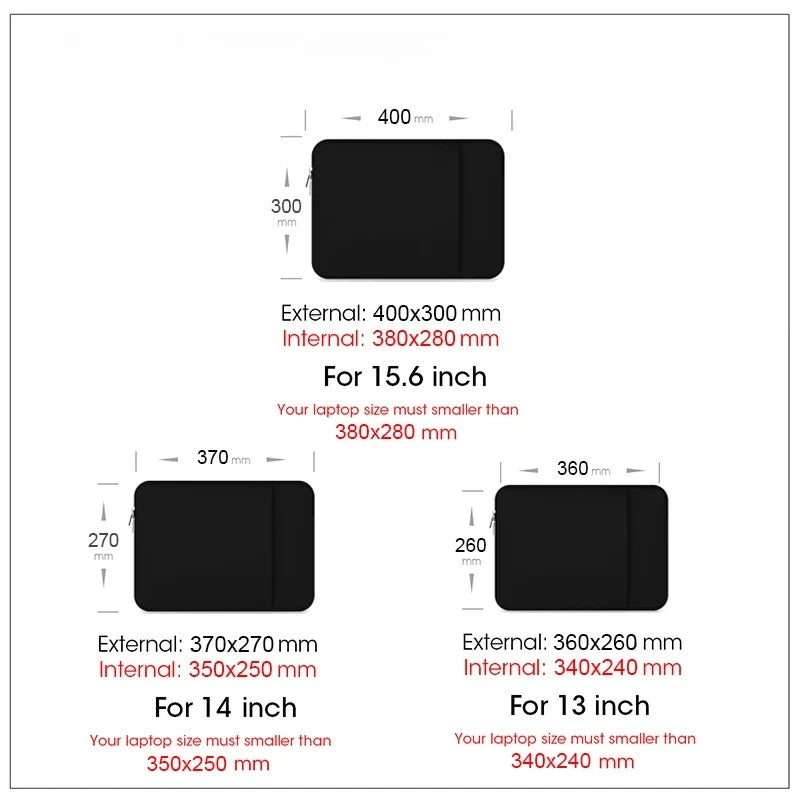 Laptop Bag Case For Macbook Air Pro 13 14 15.6 Xiaomi Lenovo Asus Dell HP Notebook Sleeve 13.3 Inch Protective Case Black Grey-7