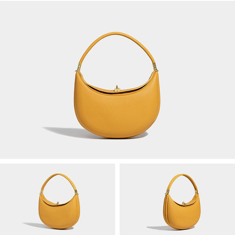 Fashion Handbag PU Leather Designer Underarm Bag with Hasp Closure Stylish Casual Clutch Purse Half Moon Bag for Women-8