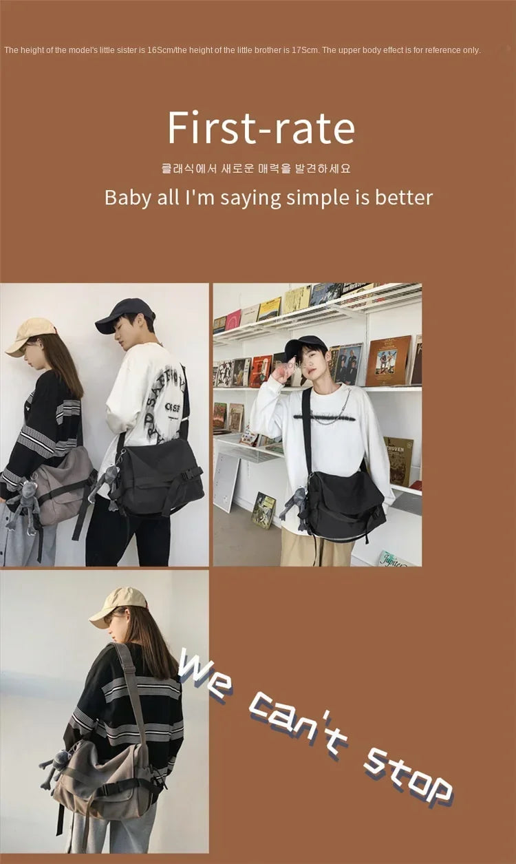 Large Capacity Canvas Messenger Bag Adjustable Shoulder Strap Casual Crossbody Handbag School Daily Bag for Youth Girls Men-9