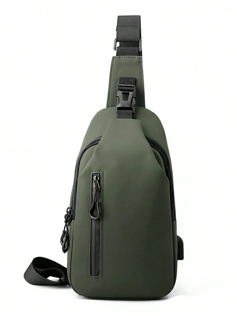 Casual Crossbody Sling Bag For Men And Women, Small Daypack With Zipper Pocket, Adjustable Strap, Fashion Chest Bag With Headphone Cord Slot For Sports, Cycling, Hiking, Running And Business Travel-21