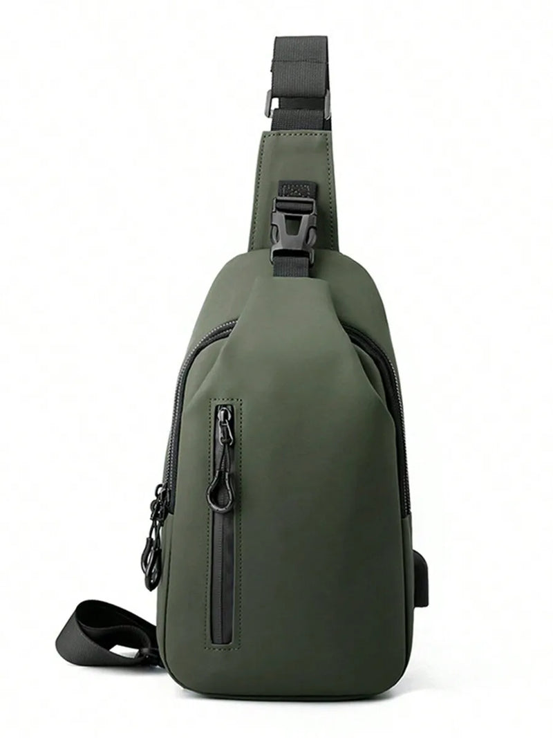 Casual Crossbody Sling Bag For Men And Women, Small Daypack With Zipper Pocket, Adjustable Strap, Fashion Chest Bag With Headphone Cord Slot For Sports, Cycling, Hiking, Running And Business Travel-21