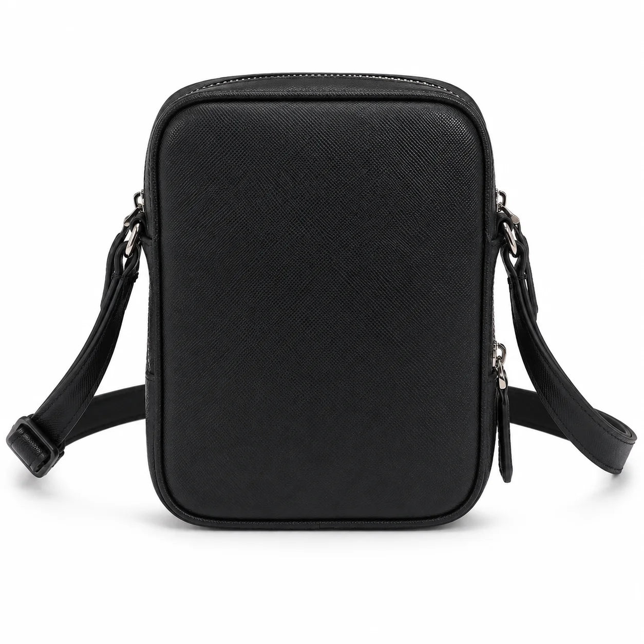 Luxury Men Small Crossbody Bag Designer Saffiano Leather Messenger Mini Square Sling Purse Business Phone Pouch Classic Black-3