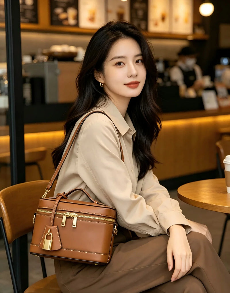 Timeless Classic Plain Leather Daily Bag Soft PU Hand Grip Shoulder Cross Chest Strap Work Commute Shopping Ladies Daily Bag-6