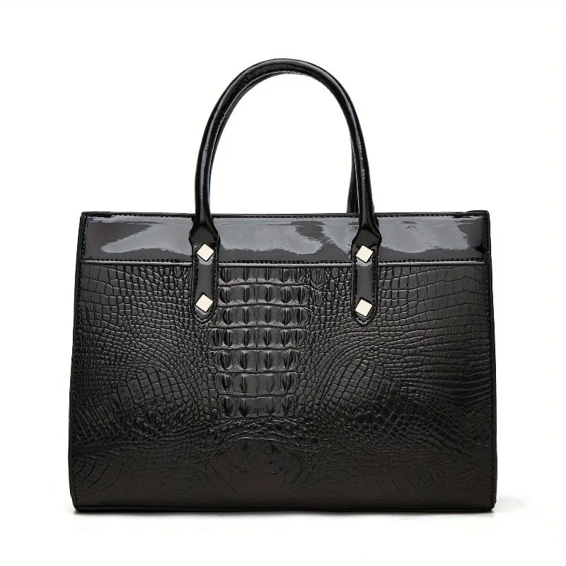 Pu Leather Crocodile Pattern Women's Fashion Bag Set Shoulder Bag Larger Capacity Tote with Multiple Compartments Crossbody Handbag Clutch Purse-7