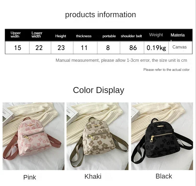Floral Mini PU Backpack Small Capacity Multi Function PU Leather Double Shoulder School Travel Young Ladies Soft Sweet Bag-10