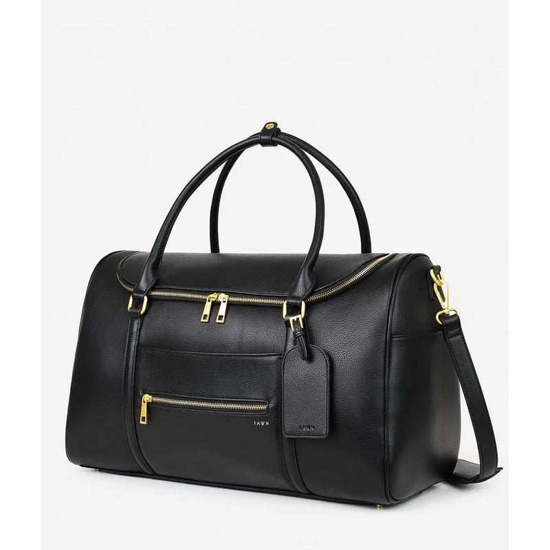 Premium Matte Leather Weekender Bag, Carry-On Luggage for Air Travel, Overnight Bag for Women, 20x10x12 inches, 39L, Black-8