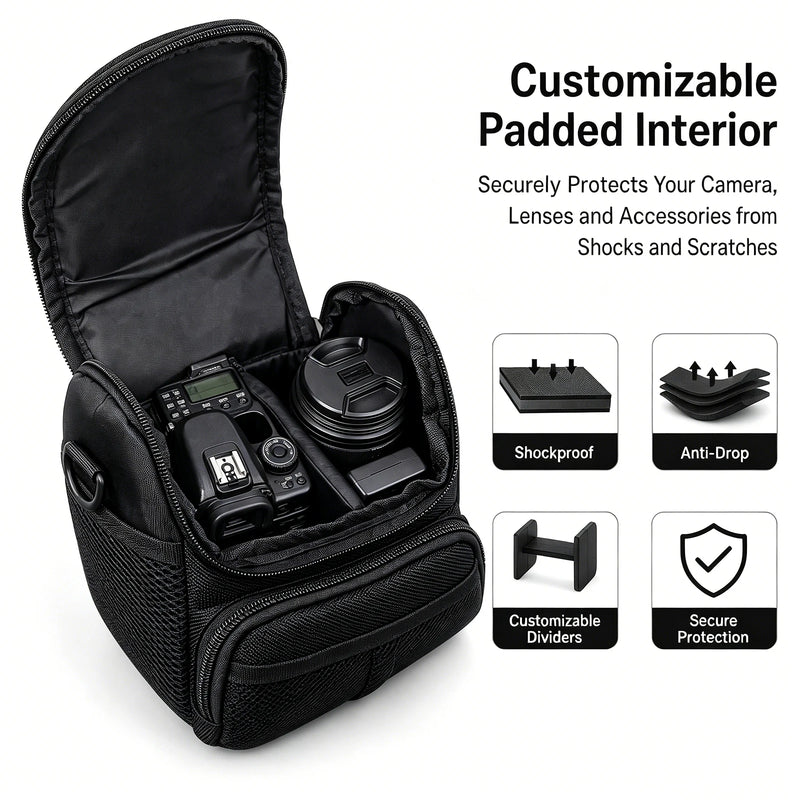 Ultimate Travel Essential Camera Case, Protective Digital Camera Case for Nikon SLR DSLR, Waterproof Lightweight Crossbody Shoulder Bag for D40, Travel Photography Must-Have Accessory, Large Capacity Travel Gear for Photograp-2