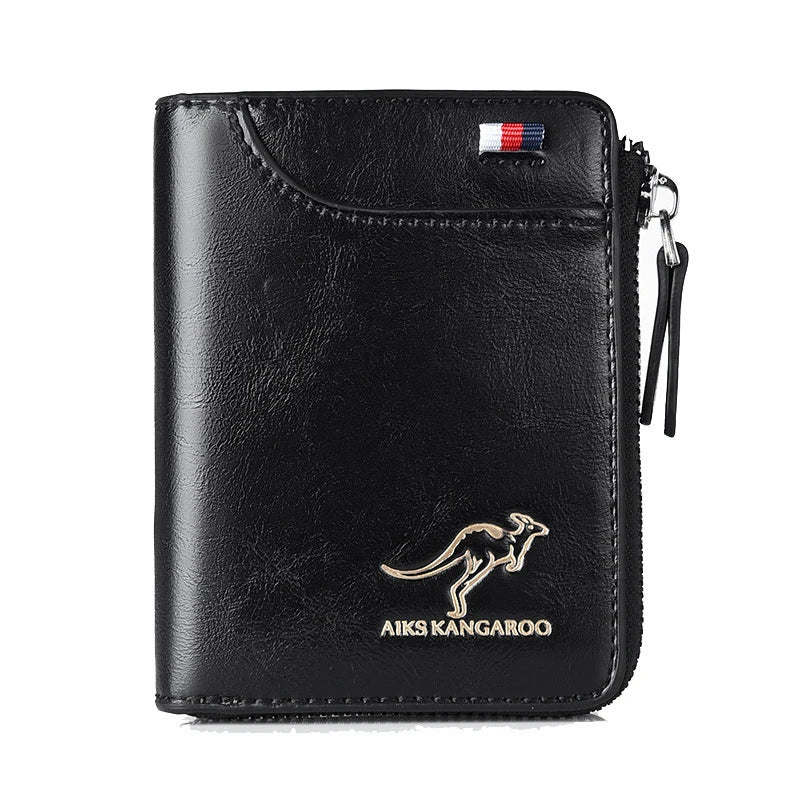Flash sale Mens Wallet Leather Business Card Holder Zipper Purse Luxury Wallets for Men RFID Protection Purses Carteira Masculina Luxury