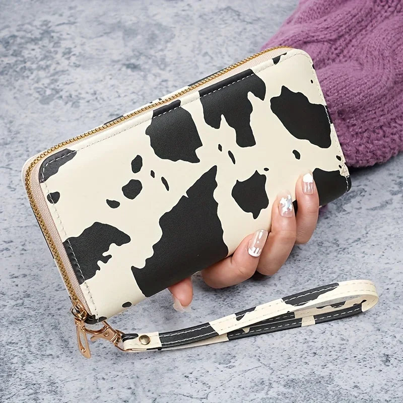 2024 New cow pattern long zipper wallet, large capacity change purse, multi-function credit card holder-11